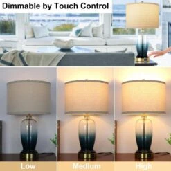 23 In.Modern Blue Glass Touch Table Lamps Set Of 2 With USB Port, 3 Way Dimmable Nightstand Lamps(2 Bulbs Include) 12 23 In.Modern Blue Glass Touch Table Lamps Set Of 2 With USB Port, 3 Way Dimmable Nightstand Lamps(2 Bulbs Include) -Lamp Parts blue table lamps hxbltdjbl 1f 1000