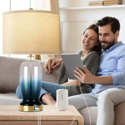 23 In.Modern Blue Glass Touch Table Lamps Set Of 2 With USB Port, 3 Way Dimmable Nightstand Lamps(2 Bulbs Include) 13 23 In.Modern Blue Glass Touch Table Lamps Set Of 2 With USB Port, 3 Way Dimmable Nightstand Lamps(2 Bulbs Include) -Lamp Parts blue table lamps hxbltdjbl 44 1000