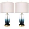 23 In.Modern Blue Glass Touch Table Lamps Set Of 2 With USB Port, 3 Way Dimmable Nightstand Lamps(2 Bulbs Include) -Lamp Parts blue table lamps hxbltdjbl 64 1000