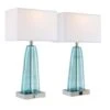 2-Pack 25 In. H Blue Green Glass Table Lamp With 2 USB Ports And Touch Control Nightstand Lamps(LED Bulbs Included) 2 2-Pack 25 In. H Blue Green Glass Table Lamp With 2 USB Ports And Touch Control Nightstand Lamps(LED Bulbs Included) -Lamp Parts blue table lamps t3146 p837 zt 64 1000