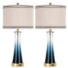 27.4in.Blue Glass Table Lamps Set (Set Of 2) With USB Ports 3-Way Dimmable Touch Control Nightstand Lamp -Lamp Parts blue table lamps xmybltdjbl 64 1000