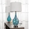 Denver 28 In. Blue Coastal Dimmable Glass Bedroom Living Room Bedside DeskTable Lamps USB Port Set Of 2 1 Denver 28 In. Blue Coastal Dimmable Glass Bedroom Living Room Bedside DeskTable Lamps USB Port Set Of 2 -Lamp Parts blue white maxax table lamps t19 bu 64 1000