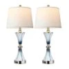 26 In Set Of 2 Blue White Glass Table Lamps For Bedrooms With 2 USB Ports 3-Way Dimmable Touch Coastal Bedside Lamps -Lamp Parts blue white rottogoon table lamps hmlp227al2 64 1000