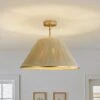 Haven 1 Light Brass Boho Rattan Pendant Light With Drum Shape Coastal Style For Dining Rooms And Kitchen Islands -Lamp Parts brass and brown huoku pendant lights pd1062511 64 1000