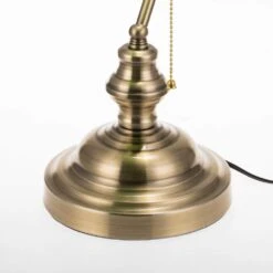1-Light Traditional Bankers Desk Lamps With Classic Green Shade And Polished Brass Finish With Pull Chain Switch -Lamp Parts brass and green yansun table lamps h dl026gn1 44 1000