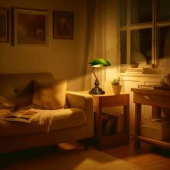 1-Light Traditional Bankers Desk Lamps With Classic Green Shade And Polished Brass Finish With Pull Chain Switch -Lamp Parts brass and green yansun table lamps h dl026gn1 66 1000