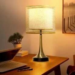 17.7 In. Copper Metal Double Layer Wire Cloth Cover Lampshade Table Lamp Vintage Home Decor Bedside Nightstand Lamps -Lamp Parts brass gold tozing table lamps tflt3003 01 gdjs 2308 1d 1000