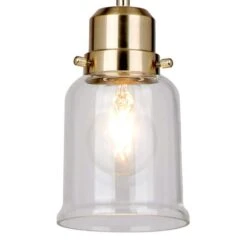 Timphaven 1-Light Brass Shaded Mini-Pendant Clear Glass -Lamp Parts brass hampton bay pendant lights lcf8901as 01 bs 44 1000