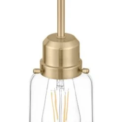 Timphaven 1-Light Brass Shaded Mini-Pendant Clear Glass -Lamp Parts brass hampton bay pendant lights lcf8901as 01 bs a0 1000