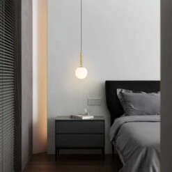 5.9 In. Dia 1-Light Brass Globe Mini Pendant Light With Opal Glass For Kitchen Island Dining Room -Lamp Parts brass huoku pendant lights pd1003741 31 1000