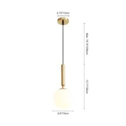 5.9 In. Dia 1-Light Brass Globe Mini Pendant Light With Opal Glass For Kitchen Island Dining Room -Lamp Parts brass huoku pendant lights pd1003741 c3 1000