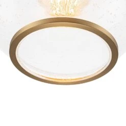 Sol 7.9 In. W 1-Light Seeded Glass Globe Mini Pendant Light With Brass Trim Industrial Modern Glass Hang Light -Lamp Parts brass huoku pendant lights pd1065651 4f 1000