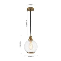 Sol 7.9 In. W 1-Light Seeded Glass Globe Mini Pendant Light With Brass Trim Industrial Modern Glass Hang Light -Lamp Parts brass huoku pendant lights pd1065651 fa 1000 1