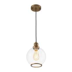 Sol 7.9 In. W 1-Light Seeded Glass Globe Mini Pendant Light With Brass Trim Industrial Modern Glass Hang Light -Lamp Parts brass huoku pendant lights pd1065651 fa 1000