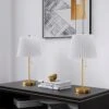 20.75 In. Brass Modern Metal Bedroom Living Room Bedside Desk Nightstand Table Lamps USB Port (Set Of 2)