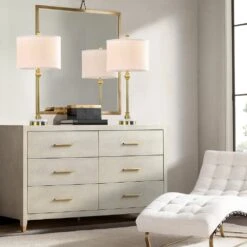 28.3 In. Brass Modern Marble Bedroom Living Room Bedside Desk Nightstand Table Lamps USB Port (Set Of 2) -Lamp Parts brass maxax table lamps t264 gd 44 1000