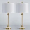 28.3 In. Brass Modern Marble Bedroom Living Room Bedside Desk Nightstand Table Lamps USB Port (Set Of 2) -Lamp Parts brass maxax table lamps t264 gd 64 1000