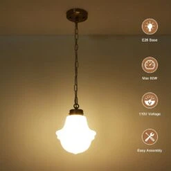 1-Light Brass & Milk White Retro Glass Pendant Light Dome Ceiling Pendant Lighting For Bedroom Living Room -Lamp Parts brass milk white adsensty pendant lights hd 1 br d00113 40 1000