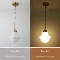 1-Light Brass & Milk White Retro Glass Pendant Light Dome Ceiling Pendant Lighting For Bedroom Living Room -Lamp Parts brass milk white adsensty pendant lights hd 1 br d00113 77 1000