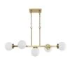 5-Light Brass Modern Chandelier, Sputnik Pedant Light Fixture With Large Opal White Glass Globe Shade -Lamp Parts brass pendant lights wbpl lq09 wh 64 1000