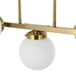 5-Light Brass Modern Chandelier, Sputnik Pedant Light Fixture With Large Opal White Glass Globe Shade -Lamp Parts brass pendant lights wbpl lq09 wh 76 1000