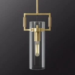 1-Light Dimmable LED Brass Glass Kitchen Island Pendant Light For Living Room, Bedroom, Entryway, Dining Room, Foyer