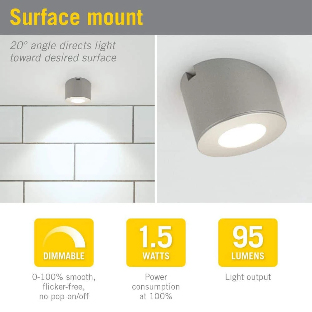 PureVue Mini Dimmable Under Cabinet LED Puck Light Angled 4000K 4 PureVue Mini Dimmable Under Cabinet LED Puck Light Angled 4000K - Image 2