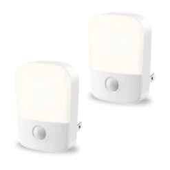 Night Light With Dusk To Dawn Sensor 30/60LM Adjustable Brightness Daylight White Lights 2-Pack For Bedrooms