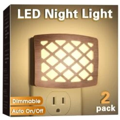 120 Lumens Dimmable Night Light 3000K Night Lights Wall For Hallways Dusk-to-Dawn Sensor Adjustable Brightness 2-Pack -Lamp Parts briignite night lights hr gy05502us 2a 44 1000