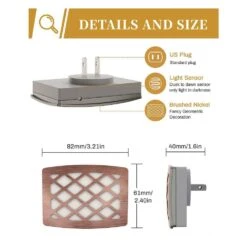 120 Lumens Dimmable Night Light 3000K Night Lights Wall For Hallways Dusk-to-Dawn Sensor Adjustable Brightness 2-Pack -Lamp Parts briignite night lights hr gy05502us 2a c3 1000