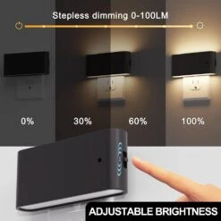 1W Plug-in Dusk-to-Dawn Sensor Black LED Night Light,3000K Warm Light,Dimmer 0%-100% 2-Pack For Hallway, Bedroom -Lamp Parts briignite night lights hr gy11802us 2ap3 1f 1000