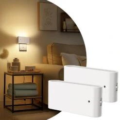 [2-Pack]1-Watt Plug In Dusk To Dawn Sensor Integrated LED Night Light 3000K Soft White Dimmable Brightness For Bedroom
