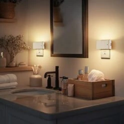 6-Pack 1W Plug-in Dimmable LED Night Light With Horizontal Wall Sconce Design And 3000K Warm Light For Hallway 15 6-Pack 1W Plug-in Dimmable LED Night Light With Horizontal Wall Sconce Design And 3000K Warm Light For Hallway -Lamp Parts briignite night lights hr gy11802whus 6ap3 76 1000