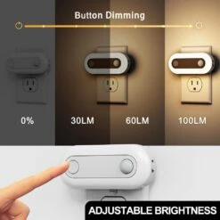 [2-Pack]Plug-in Motion Sensor Dusk To Dawn LED Night Light, Soft White 3000K Dimmable 30/60/100LM For Hallway, Bedroom -Lamp Parts briignite night lights hr gy11902us 2bp3 1f 1000