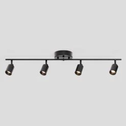 Shura Bronze Integrated LED Fixed Track Light, Rotatable Cylinder Heads, 3 Ft. Track Lighting Kit, 3000 K, 2240 Lumens -Lamp Parts bronze 3000k vidalite track lighting kits ce1060079 44 1000
