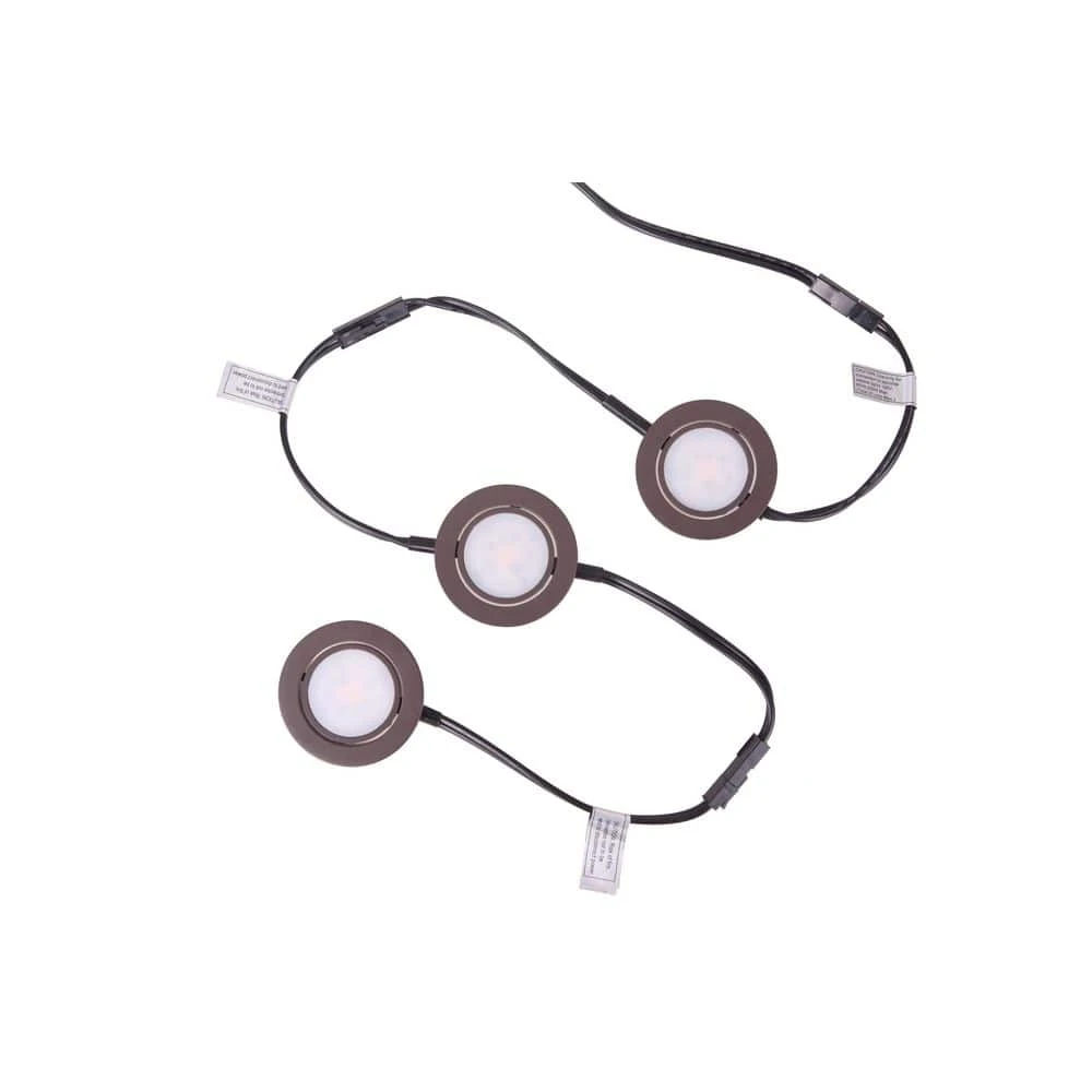 Plug-In 3 Light Dimmable Integrated LED Under Cabinet Puck Light In Bronze Finish 4 Plug-In 3 Light Dimmable Integrated LED Under Cabinet Puck Light In Bronze Finish - Image 2