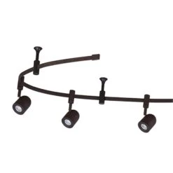 Flex Track 8 Ft. Bronze Integrated LED Ceiling Mounted Hard Wired Track Lighting Kit With Round Back Head -Lamp Parts bronze cresswell track lighting kits 21903 000 1f 1000