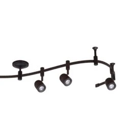 Flex Track 8 Ft. Bronze Integrated LED Ceiling Mounted Hard Wired Track Lighting Kit With Round Back Head -Lamp Parts bronze cresswell track lighting kits 21903 000 44 1000