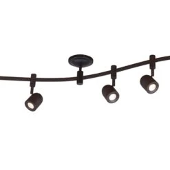 Flex Track 8 Ft. Bronze Integrated LED Ceiling Mounted Hard Wired Track Lighting Kit With Round Back Head -Lamp Parts bronze cresswell track lighting kits 21903 000 fa 1000