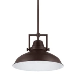 Wilhelm 12 In. 1-Light Bronze Industrial Farmhouse Pendant Light Fixture With Metal Shade -Lamp Parts bronze hampton bay pendant lights l4927 12 bz 77 1000