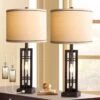 Farmhouse 28 In. H Bronze Table Lamps With USB Charge Ports, Rustic Black Industrial Nightstand Lamps (2-Pack) -Lamp Parts bronze jushua desk lamps ct zy p272370 64 1000