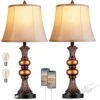 27 In. Bronze Finish Touch Control Table Lamps Set Of 2 With USB Ports, 3-Way Dimmable Bedside Lamp For Bedroom -Lamp Parts bronze ltemziiy table lamps ts026 64 1000