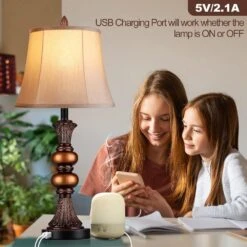 27 In. Bronze Finish Touch Control Table Lamps Set Of 2 With USB Ports, 3-Way Dimmable Bedside Lamp For Bedroom -Lamp Parts bronze ltemziiy table lamps ts026 e1 1000