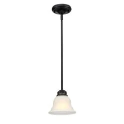 Avex 1-Light Dark Bronze Pendant Light With Frosted Glass Shade，No Bulbs Included -Lamp Parts bronze miscool pendant lights tch10q76431 1f 1000