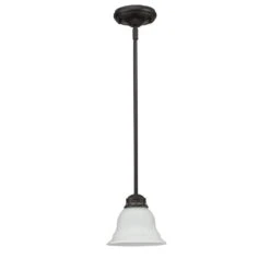 Avex 1-Light Dark Bronze Pendant Light With Frosted Glass Shade，No Bulbs Included -Lamp Parts bronze miscool pendant lights tch10q76431 c3 1000