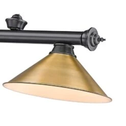 Cordon 3-Light Bronze Plate With Metal Rubbed Brass Shade Billiard Light With No Bulbs Included 12 Cordon 3-Light Bronze Plate With Metal Rubbed Brass Shade Billiard Light With No Bulbs Included -Lamp Parts bronze plate pool table lights 2306 3bp rb15 1f 1000