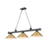 Cordon 3-Light Bronze Plate With Metal Rubbed Brass Shade Billiard Light With No Bulbs Included -Lamp Parts bronze plate pool table lights 2306 3bp rb15 64 1000