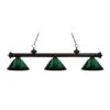 Riviera 3-Light Bronze With Green Acrylic Shade Billiard Light With No Bulbs Included -Lamp Parts bronze pool table lights 200 3brz arg 64 1000
