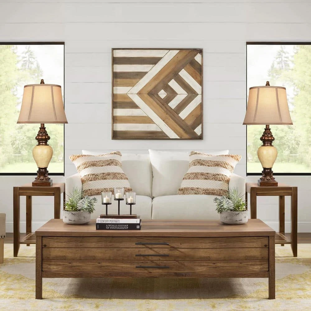 28 In. High Traditional Table Lamps Set Of 2 Vintage Bronze Resin Bedside Nightstand Lamp For Living Room Decor 5 28 In. High Traditional Table Lamps Set Of 2 Vintage Bronze Resin Bedside Nightstand Lamp For Living Room Decor - Image 3