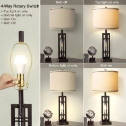 Set Of 2 Industrial 27.5 In. H Bronze Farmhouse Table Lamps With USB C+A Charge Ports Bedside Lamps W/White Fabric Shade -Lamp Parts bronze table lamps tzt3146 p370 4f 1000